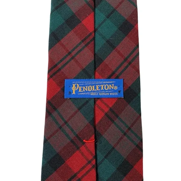 🇺🇸 Pendleton Red & Green Plaid 100% Wool Tie - Picture 4 of 6
